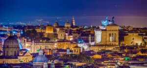 vistas de Roma de noche desde el Gianicolo