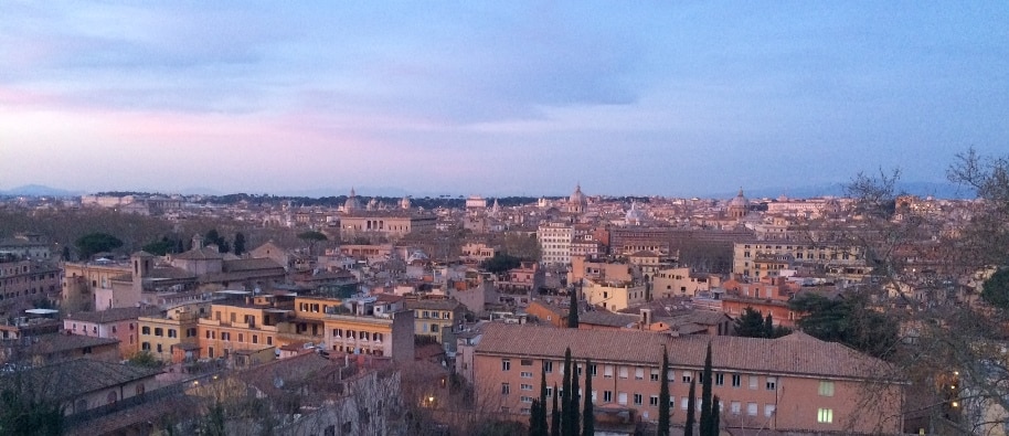 llegar a roma vistas al atardecer desde el Gianicolo