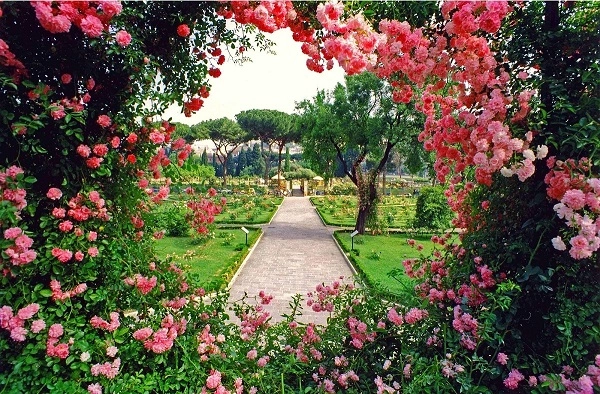 El clima en Roma primavera rosaleda