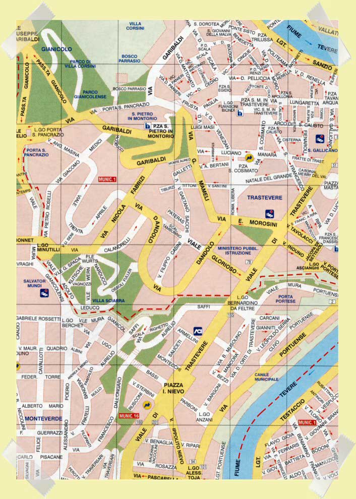 mapa trastevere janiculo