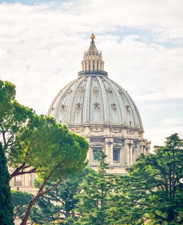 cupula san pedro desde jardines museos vaticanos