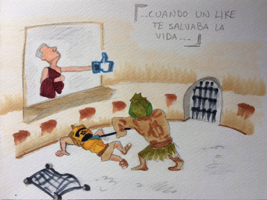 dibujo coliseo lucha gladiadores