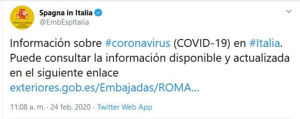 embajada noticias coronavirus roma