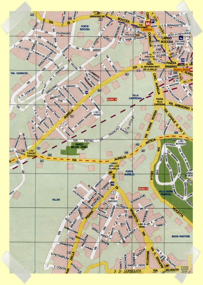 mapa zona aurelia roma