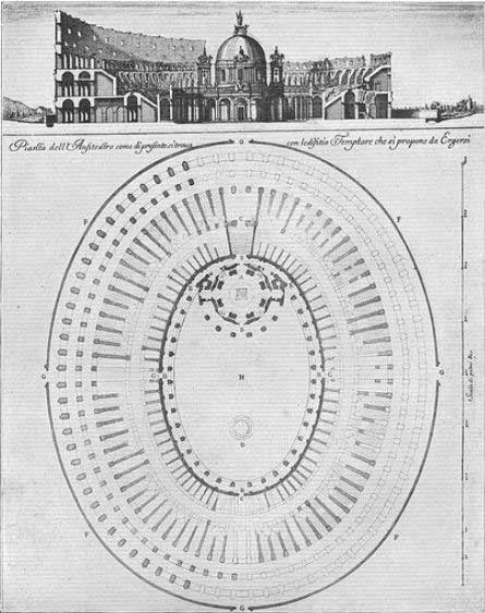 coliseo proyecto iglesia carlo fontana