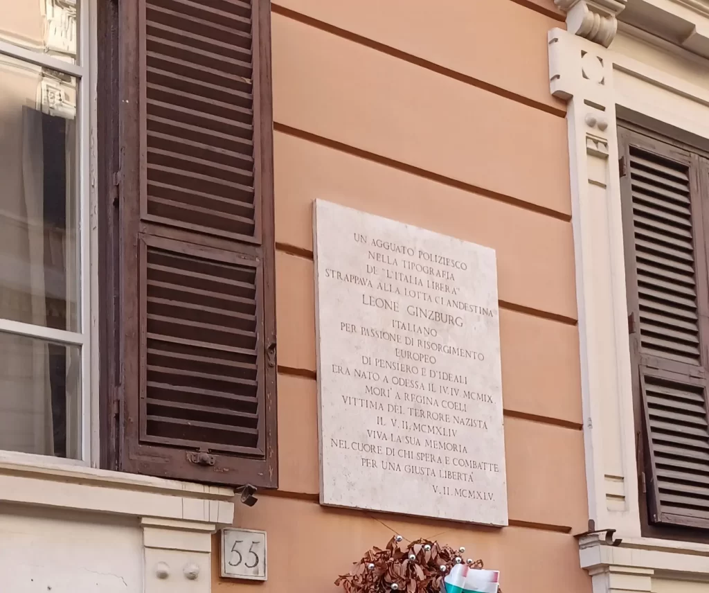 placa recuerdo leone ginzburg roma via basento