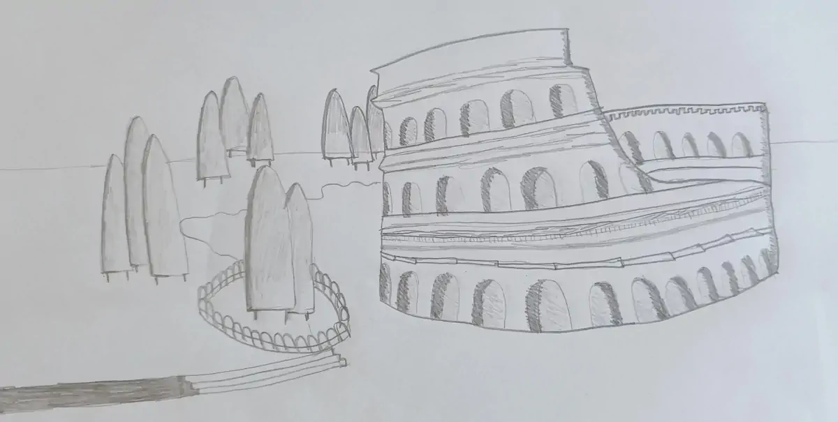 dibujo coliseo romano allegra